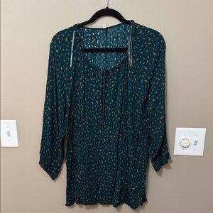 Elegant Teal and Brown Women's Blouse